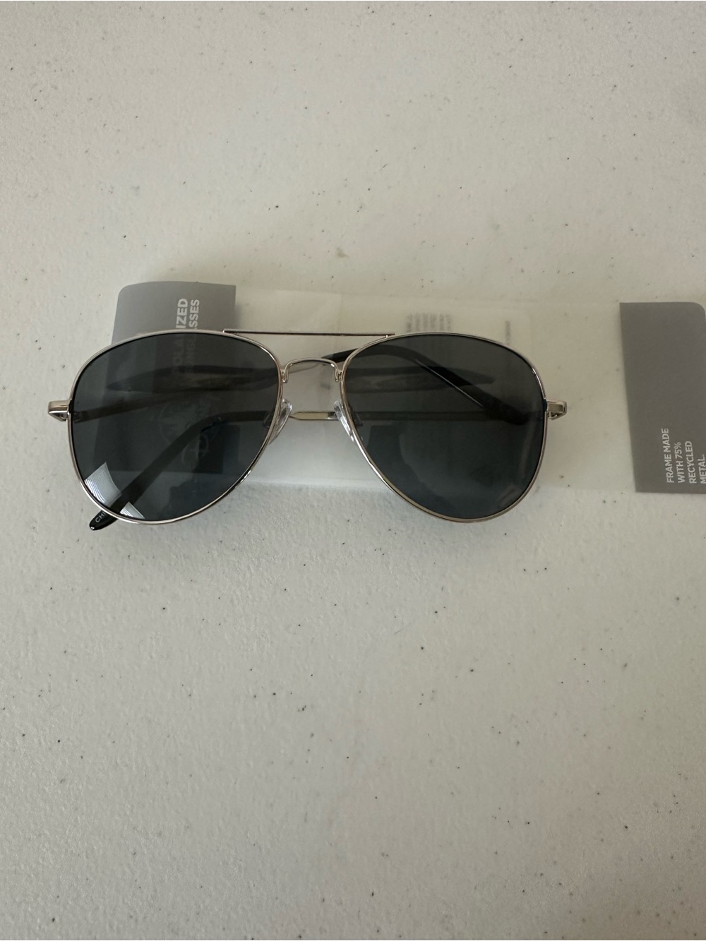 Disney Parks Aviator Men's Sunglasses - Silver Frame with Black Lenses NWT